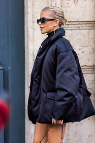 black puffer, black sunglasses, Caroline Daur, puffer, rectangle sunglasses, sunglasses, jacket, black jacket, oversize jacket, fashion week, frenchystyle, FW, jonathan paciullo, street style, PFW, PARIS, SPRING SUMMER 2022, SS 22, vertical, atmosphere details