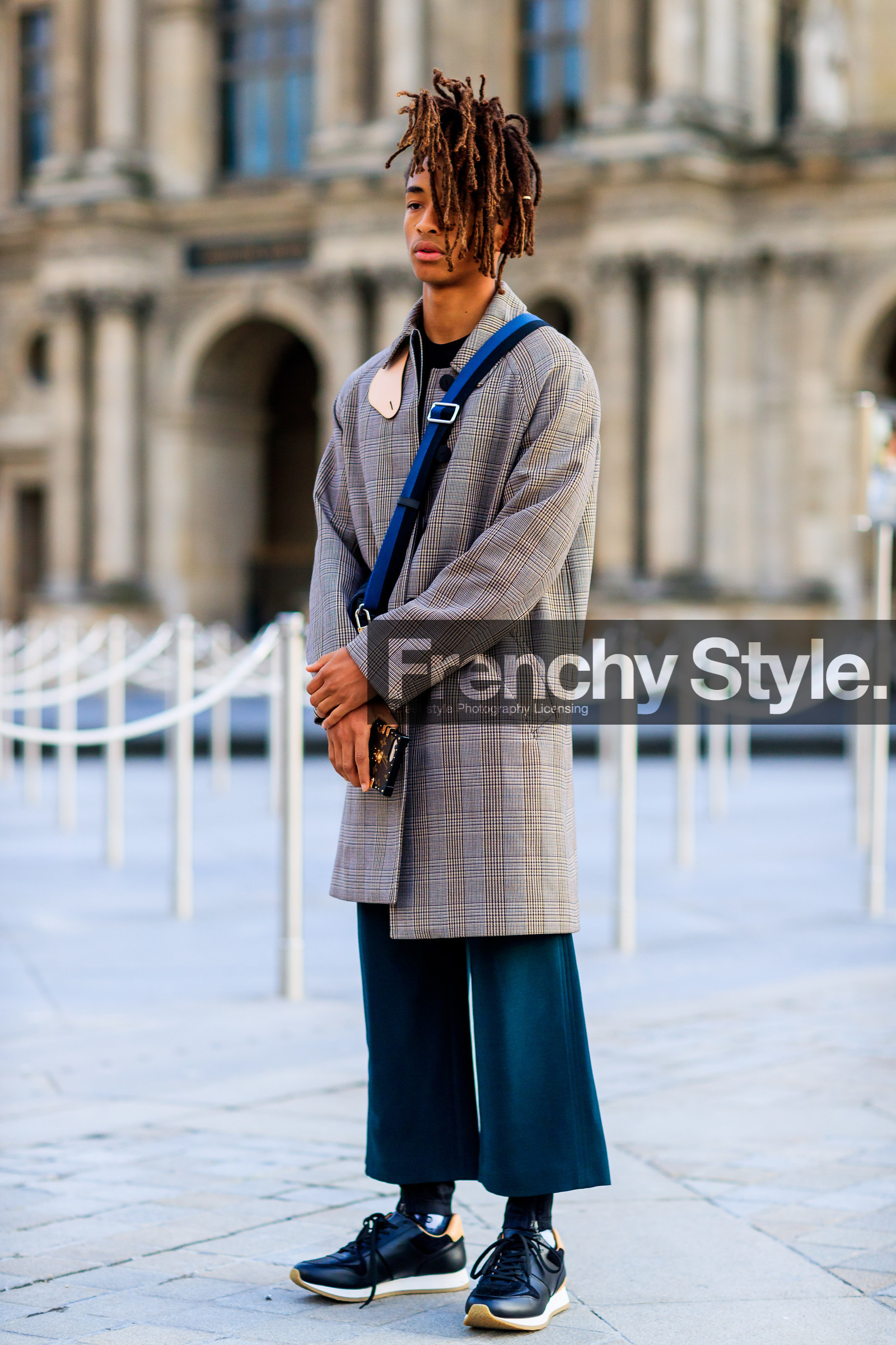 AUTUMN WINTER 2017-2018, AW 17-18, black pants, black shoes, black sneakers, brown jacket, checked jacket, FALL WINTER 2017-2018, fashion week, frenchystyle, full length, FW, FW 17-18, graphic jacket, jaden smith, jonathan paciullo, leather shoes, PARIS, PFW, plaid, printed jacket, street style, tartan, trousers, vertical