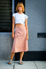 birkenstock, fashion week, frenchystyle, full length, FW, grey sandals, irina kravchenko, jonathan paciullo, leather shoes, model, NEW YORK, NYFW, pink skirt, SPRING SUMMER 2018, SS 18, street style, vertical, white t shirt