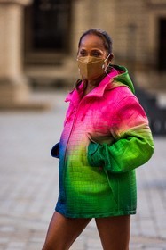 coat, color, croco, facial mask, green coat, leather coat, multicolor, pink coat, fashion week, frenchystyle, FW, jonathan paciullo, street style, PFW, PARIS, SPRING SUMMER 2022, SS 22, vertical, atmosphere details