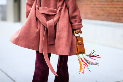 atmosphere details, AUTUMN WINTER 2016-2017, AW 16-17, brown bag, camel bag, chloe, courtney trop, detail, FALL WINTER 2016-2017, fashion week, frenchystyle, fringes, FW, FW 16-17, horizontal, jonathan paciullo, leather bag, mini bag, NEW YORK, NYFW, oversize, pink coat, pink top, pink trousers, pompons, street style, tone on tone, total look pink, total look red, wide pants, woman