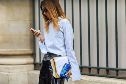 atmosphere details, black skirt, detail, fashion week, frenchystyle, FW, graphic shirt, horizontal, jonathan paciullo, leather skirt, MENSWEAR, PARIS, PFW, SPRING SUMMER 2017, SS 17, street style, striped shirt, white shirt