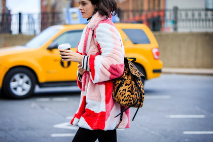 animal print, atmosphere details, AUTUMN WINTER 2016-2017, AW 16-17, backpack, chloe hill, detail, fashion week, frenchystyle, fur coat, FW, FW 16-17, horizontal, jonathan paciullo, leather bag, leopard print, NEW YORK, NYFW, patchwork, pink fur, pink jacket, street style, woman