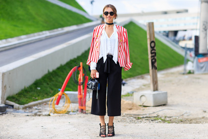 atmosphere details, black bag, black pants, black sandals, blazer, choker, fashion week, fendi, frenchystyle, full length, FW, geometric, graphic jacket, high heels, horizontal, jonathan paciullo, lace up shoes, leather bag, MENSWEAR, mini bag, necklace, over the shoulder, PARIS, PFW, red jacket, silk shirt, SPRING SUMMER 2017, SS 17, street style, striped jacket, stripes, sunglasses, trousers, white shirt