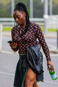 marine serre, top, midi skirt, skirt, leather, jacket, fashion week, frenchystyle, FW, jonathan paciullo, street style, SPRING SUMMER 2022, SS 22, LFW, LONDON, vertical, atmosphere details, detail