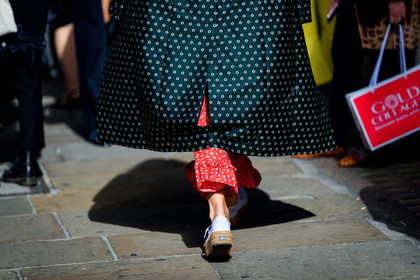 floral, flowers, graphic jacket, green coat, leather shoes, printed jacket, superga, white shoes, fashion week, frenchystyle, FW, jonathan paciullo, street style, LFW, LONDON, SPRING SUMMER 2019, SS 19, atmosphere details, horizontal, detail