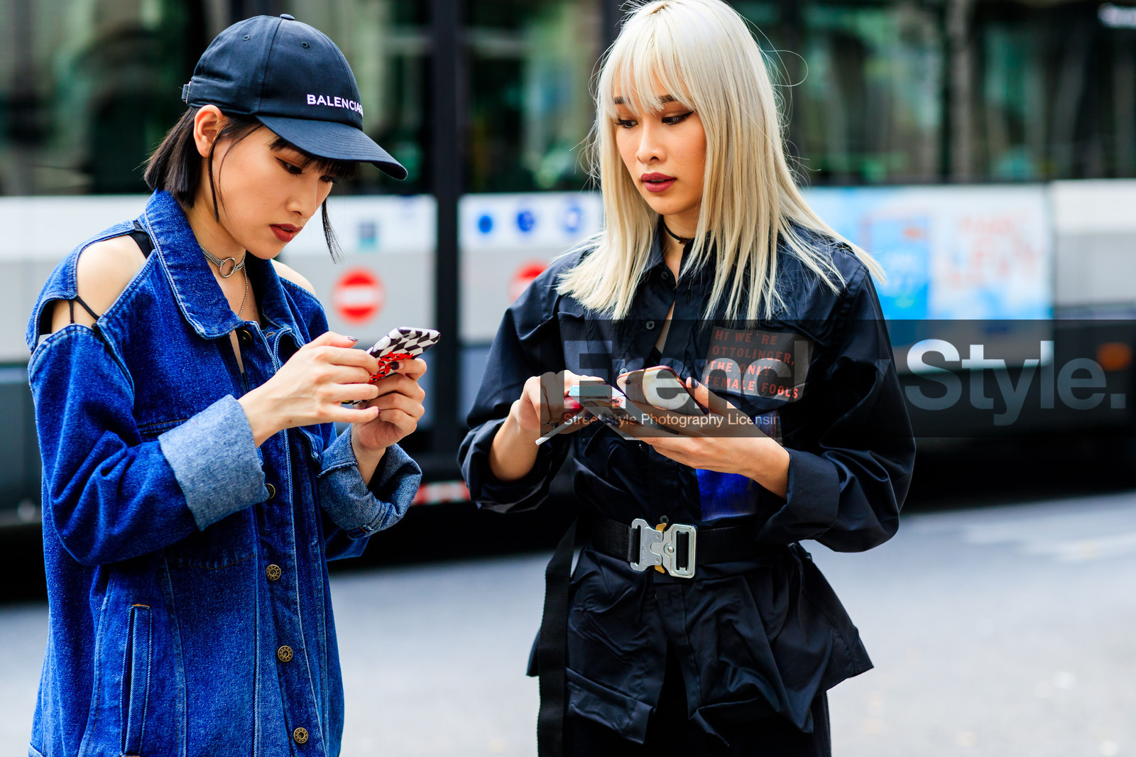 atmosphere details, balenciaga, black belt, black cap, black jacket, black shorts, blue denim, choker, denim jacket, detail, dyed hair, fashion week, frenchystyle, FW, horizontal, jonathan paciullo, laser cut, MENSWEAR, necklace, PARIS, PFW, SPRING SUMMER 2018, SS 18, street style
