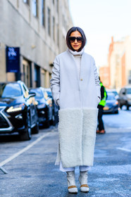 AUTUMN WINTER 2017-2018, AW 17-18, FALL WINTER 2017-2018, fashion week, frenchystyle, full length, FW, FW 17-18, high heels, jonathan paciullo, nausheen shah, NEW YORK, NYFW, street style, sunglasses, tone on tone, total look white, vertical, white boots, white coat