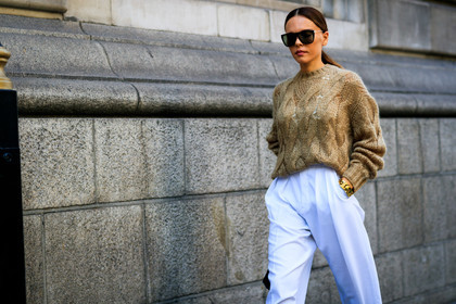 bracelet, camel knit, evangelie smyrniotaki, sunglasses, trousers, white pants, fashion week, frenchystyle, FW, jonathan paciullo, street style, LFW, LONDON, SPRING SUMMER 2019, SS 19, atmosphere details, horizontal, detail