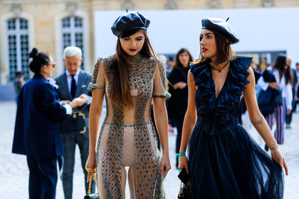 atmosphere details, beret, black dress, black hat, christian dior, detail, doina ciobanu, embroidered dress, embroideries, fashion week, frenchystyle, FW, graphic dress, horizontal, jonathan paciullo, nude dress, PARIS, patricia manfield, PFW, printed dress, satin stitch, see through, sheer dress, SPRING SUMMER 2018, SS 18, street style