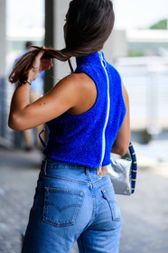 alice & j.s, atmosphere details, back detail, blue denim, blue top, denim pants, detail, fashion week, frenchystyle, FW, high waist jeans, high wia, jeans, jonathan paciullo, leather bag, levi's, MENSWEAR, off white, PARIS, PFW, shiny bag, silver bag, SPRING SUMMER 2018, SS 18, street style, trousers, vertical