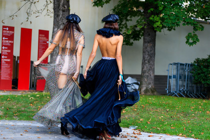 atmosphere details, beret, black bag, black dress, black hat, christian dior, doina ciobanu, embroidered dress, embroideries, fashion week, frenchystyle, full length, FW, graphic dress, horizontal, jonathan paciullo, leather bag, leather shoes, nude dress, open back, PARIS, patricia manfield, PFW, printed dress, satin stitch, see through, sheer dress, SPRING SUMMER 2018, SS 18, street style
