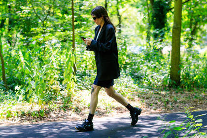 atmosphere details, black jacket, black shorts, black sneakers, black socks, fashion week, frenchystyle, full length, FW, horizontal, jonathan paciullo, leather shoes, MENSWEAR, PARIS, PFW, SPRING SUMMER 2018, SS 18, street style, sunglasses, tattoos
