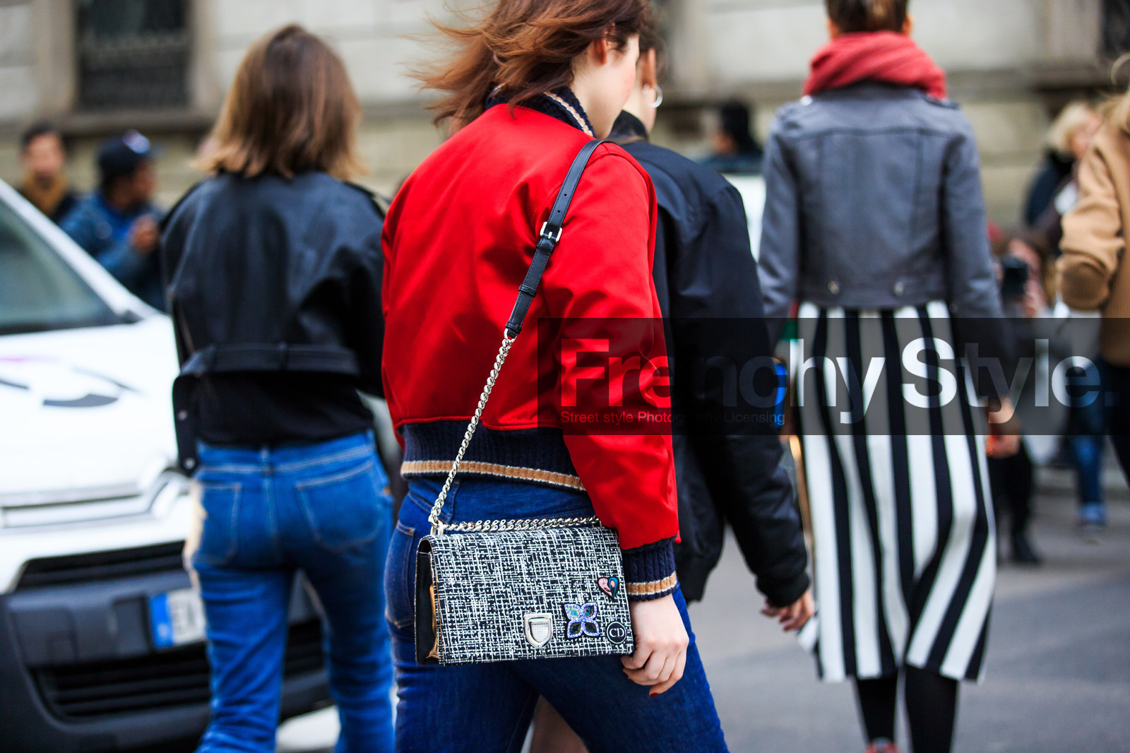 atmosphere details, AUTUMN WINTER 2016-2017, AW 16-17, black and white bag, blue denim, bomber jacket, christian dior, denim pants, detail, embroidered bag, FALL WINTER 2016-2017, fashion week, frenchystyle, FW, FW 16-17, graphic bag, horizontal, jeans, jonathan paciullo, LFW, LONDON, MENSWEAR, red jacket, street style, trousers