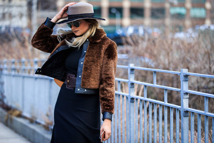 atmosphere details, AUTUMN WINTER 2016-2017, AW 16-17, backpack, black dress, brown belt, brown fur, brown hat, brown jacket, danielle bernstein, detail, fashion week, frenchystyle, fur jacket, FW, FW 16-17, horizontal, jonathan paciullo, leather bag, leather belt, louis vuitton, monogram, NEW YORK, NYFW, red lips, street style, sunglasses, woman