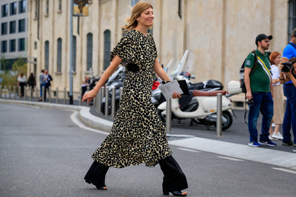 light beige dress, leopard printed dress, animal print dress, long dress, short sleeves dress, openwork dress, ruffle dress, fashion week, frenchystyle, FW, jonathan paciullo, street style, MFW, MILAN, SPRING SUMMER 2020, SS 20