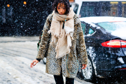 animal print, atmosphere details, AUTUMN WINTER 2017-2018, AW 17-18, beige scarf, detail, FALL WINTER 2017-2018, fashion week, frenchystyle, Fur coat, FW, FW 17-18, horizontal, jonathan paciullo, leopard print, NEW YORK, NYFW, printed coat, street style, trousers