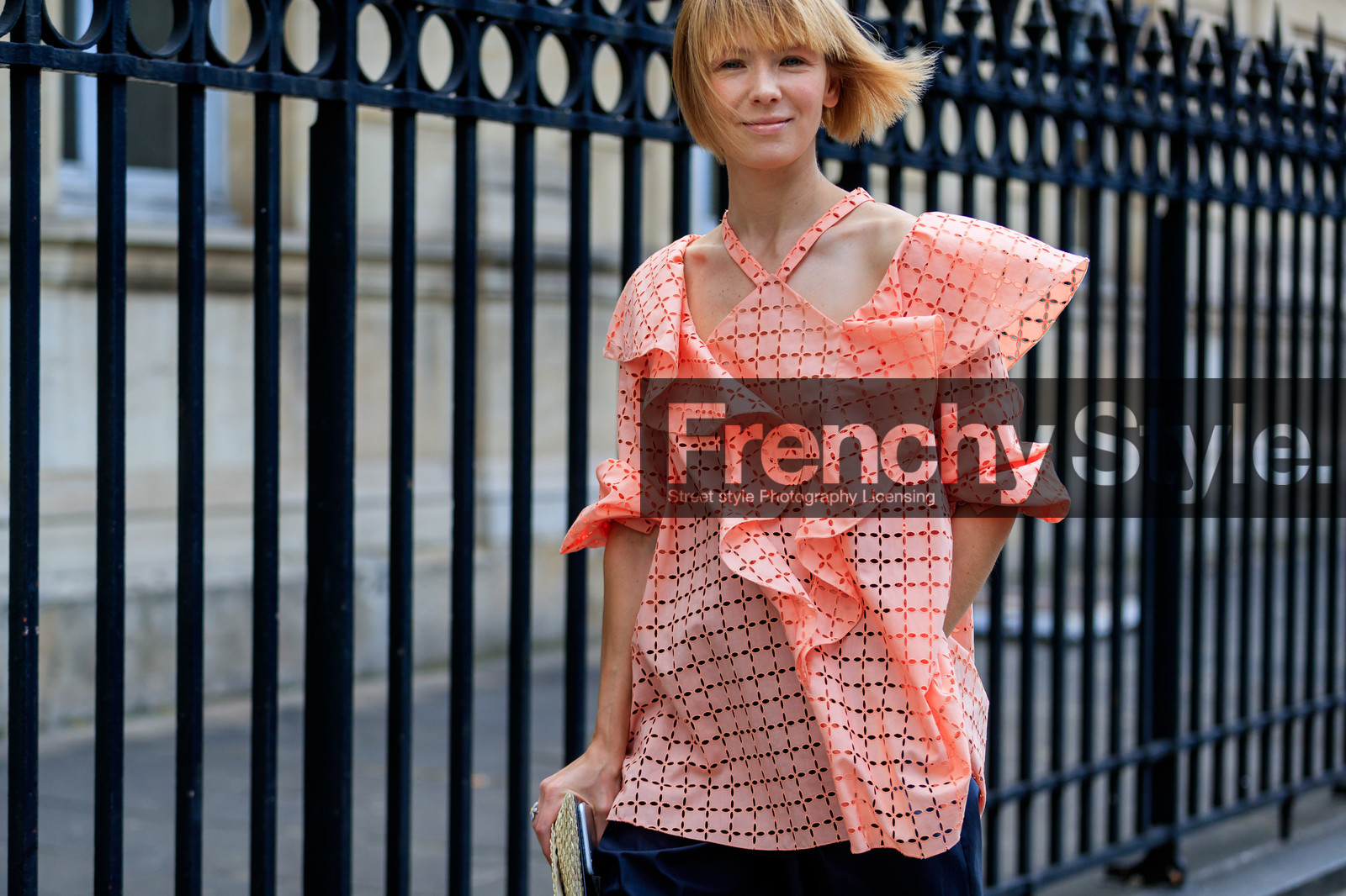 checked, pink top, plaid, ruffles, PFW, fashion week, frenchystyle, FW, jonathan paciullo, street style, PARIS, horizontal, atmosphere details, detail, AUTUMN WINTER 2018-2019, FALL WINTER 2018-2019, FW 18-19, vika gazinskaya