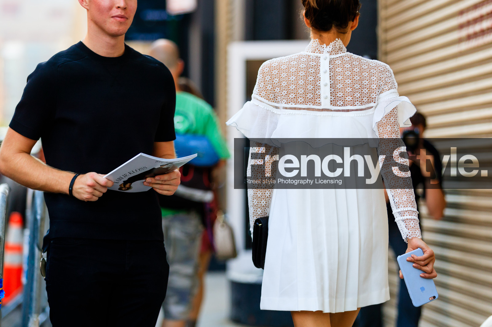 atmosphere details, back detail, detail, embroidered dress, fashion week, frenchystyle, FW, horizontal, iphone, jonathan paciullo, lace dress, NEW YORK, NYFW, SPRING SUMMER 2017, SS 17, street style, white dress, woman