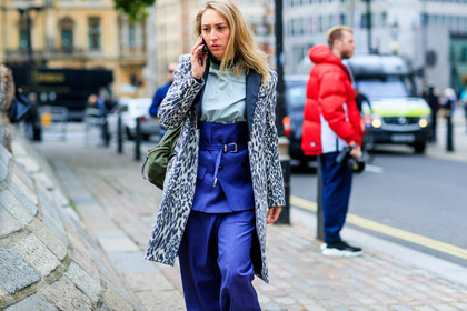 animal print, atmosphere details, blue pants, detail, fashion week, frenchystyle, FW, green bag, green shirt, horizontal, jonathan paciullo, leather bag, leopard print, LFW, LONDON, printed coat, SPRING SUMMER 2018, SS 18, street style, trousers