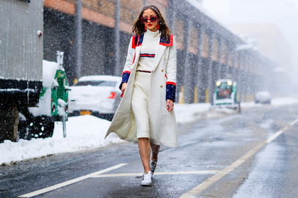 adidas, atmosphere details, AUTUMN WINTER 2017-2018, AW 17-18, FALL WINTER 2017-2018, fashion week, frenchystyle, full length, FW, FW 17-18, graphic coat, horizontal, jonathan paciullo, leather sneakers, NEW YORK, NYFW, patchwork, printed coat, street style, sunglasses, white coat, white sneakers, white sweater