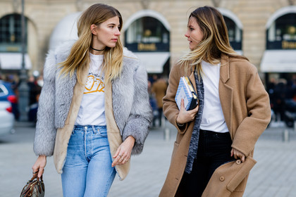 beige bag, beige jacket, black pants, blue denim, brown fur, camel coat, choker, denim pants, fur jacket, grey fur, grey jacket, gucci, jeans, leather bag, monogram, printed bag, trousers, white t shirt, fashion week, frenchystyle, FW, jonathan paciullo, street style, PFW, PARIS, SPRING SUMMER 2017, SS 17, HAUTE COUTURE, atmosphere details, detail, horizontal, ekatrina mukina, veronika heilbrunner
