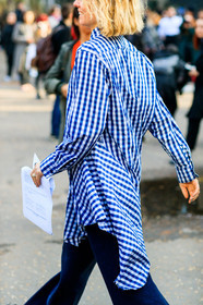AUTUMN WINTER 2017-2018, AW 17-18, blue shirt, checked shirt, detail, FALL WINTER 2017-2018, fashion week, frenchystyle, FW, FW 17-18, geometric, gingham, graphic shirt, jonathan paciullo, LFW, LONDON, printed shirt, street style, vertical