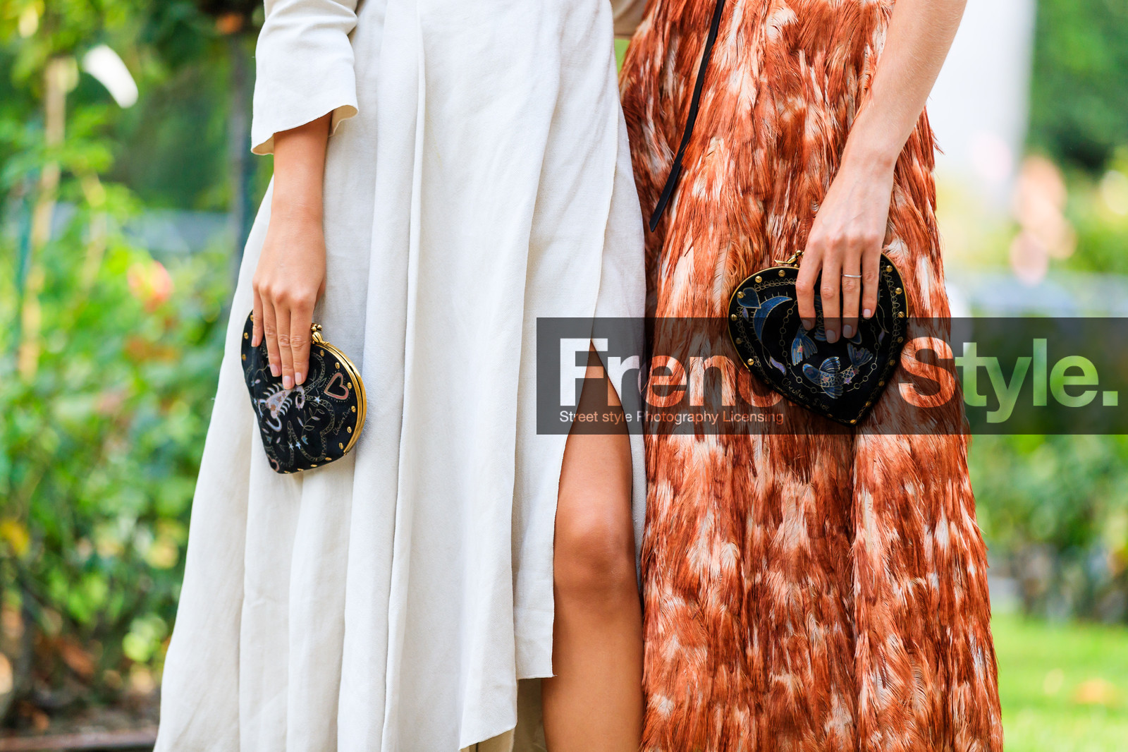 atmosphere details, black bag, brown dress, christian dior, detail, embroidered dress, emily ratajkowski, fashion week, feathers, frenchystyle, FW, graphic bag, graphic dress, horizontal, jonathan paciullo, leather bag, long hair, natalia vodianova, PARIS, PFW, printed bag, printed dress, SPRING SUMMER 2018, SS 18, street style, studs, white dress