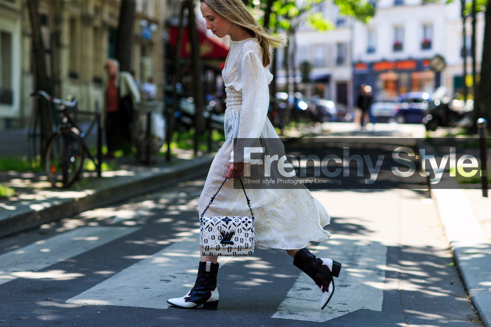 atmosphere details, black and white bag, black and white shoes, cowboy boots, fashion week, frenchystyle, FW, graphic bag, horizontal, jonathan paciullo, leather bag, leather boots, louis vuitton, MENSWEAR, PARIS, PFW, printed bag, santiags, see through, silk dress, SPRING SUMMER 2017, SS 17, street style, white dress