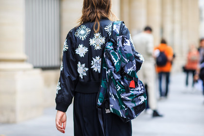 atmosphere details, back detail, backpack, black pants, bomber jacket, camouflage, detail, embroidered jacket, fashion week, frenchystyle, FW, horizontal, jonathan paciullo, kokon to zai, MENSWEAR, military, PARIS, PFW, printed bag, printed jacket, SPRING SUMMER 2017, SS 17, street style