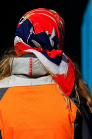 graphic jacket, orange jacket, prada, printed jacket, red scarf, street style, jonathan paciullo, FW, frenchystyle, fashion week, NYFW, NEW YORK, AUTUMN WINTER 2018-2019, AW 18-19, FALL WINTER 2018-2019, FW 18-19, vertical, atmosphere details, detail, laura maria wulff