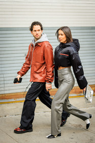 prada linea rosa black bomber jacket, grey leather wideleg pants, black and white boots, corail leather jacket, grey hoodie, flared black pants, red washed out derbies, transparent handbag, transparent acnestudios handbag, alice barbier, JS roques, fashion week, frenchystyle, FW, jonathan paciullo, street style, NYFW, NEW YORK, AUTUMN WINTER 2022-2023, FALL WINTER 2022_2023, FW 22-23, vertical, full length