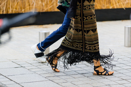 atmosphere details, AUTUMN WINTER 2016-2017, AW 16-17, black dress, black sandals, detail, embroidered dress, FALL WINTER 2016-2017, fashion week, frenchystyle, fringes, FW, FW 16-17, glitter, golden details, HAUTE COUTURE, horizontal, jonathan paciullo, leather dress, leather shoes, MENSWEAR, PARIS, PFW, sequined dress, street style, studs, suede dress