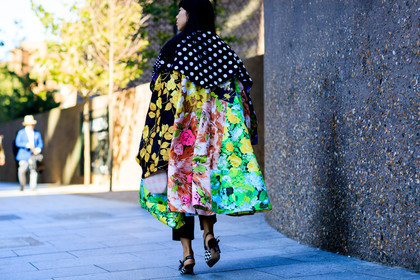 floral, flowers, graphic jacket, leather shoes, multicolor jacket, polka dot, printed jacket, susie lau, fashion week, frenchystyle, FW, jonathan paciullo, street style, LFW, LONDON, SPRING SUMMER 2019, SS 19, atmosphere details, horizontal, detail