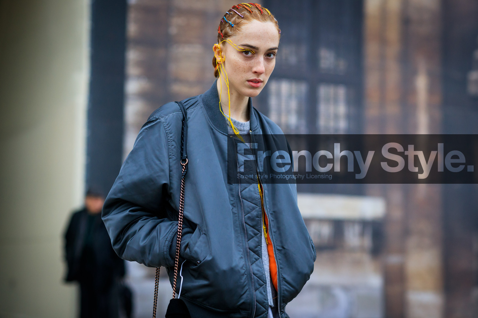 bomber jacket, braids, grey jacket, grey sweater, fashion week, frenchystyle, FW, jonathan paciullo, street style, PFW, PARIS, SPRING SUMMER 2017, SS 17, HAUTE COUTURE, atmosphere details, detail, horizontal, portrait, teddy quinlivan, model
