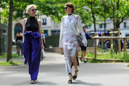 atmosphere details, black sandals, black tank top, blue pants, embroidered shirt, embroidered skirt, fashion week, frenchystyle, full length, FW, high heels, high waist, horizontal, jonathan paciullo, lace shirt, leather shoes, MENSWEAR, navy pants, PARIS, PFW, SPRING SUMMER 2017, SS 17, street style, sunglasses, white shirt, white skirt