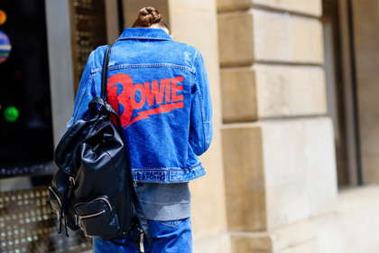 atmosphere details, AUTUMN WINTER 2016-2017, AW 16-17, back detail, black bag, black sneakers, blue denim, converse, denim jacket, denim pants, detail, embroidered jacket, FALL WINTER 2016-2017, fashion week, frenchystyle, FW, FW 16-17, grey sweater, HAUTE COUTURE, horizontal, jeans, jonathan paciullo, leather backpack, MENSWEAR, message, model, PARIS, PFW, printed jacket, street style, trousers