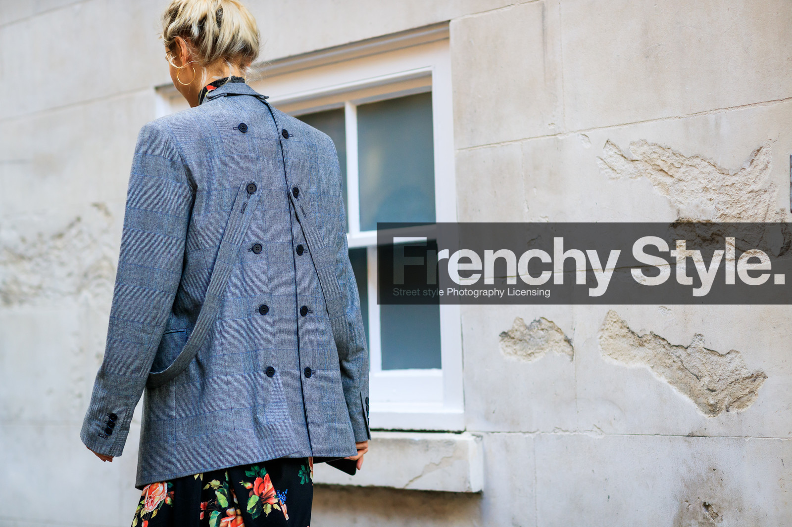 atmosphere details, black dress, blazer, checked jacket, detail, fashion week, floral, flowers, frenchystyle, FW, graphic jacket, grey jacket, horizontal, jonathan paciullo, LFW, LONDON, olga karput, plaid, printed dress, printed jacket, SPRING SUMMER 2018, SS 18, street style