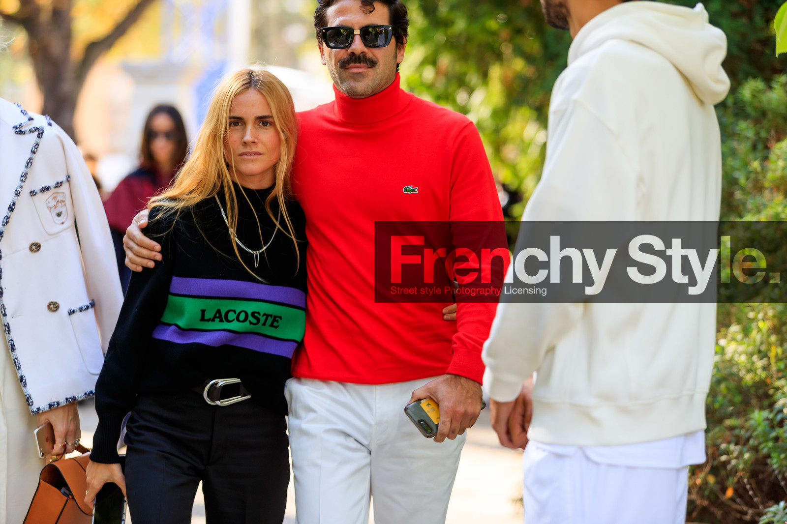 blanca miro scrimieri, red pullover, turtleneck pullover, black pullover, striped pullover, blue pullover, lacoste pullover, black leather belt, black pants, belted pants, PARIS, PFW, SPRING SUMMER 2020, SS 20, fashion week, frenchystyle, FW, jonathan paciullo, street style, horizontal, atmosphere details, detail