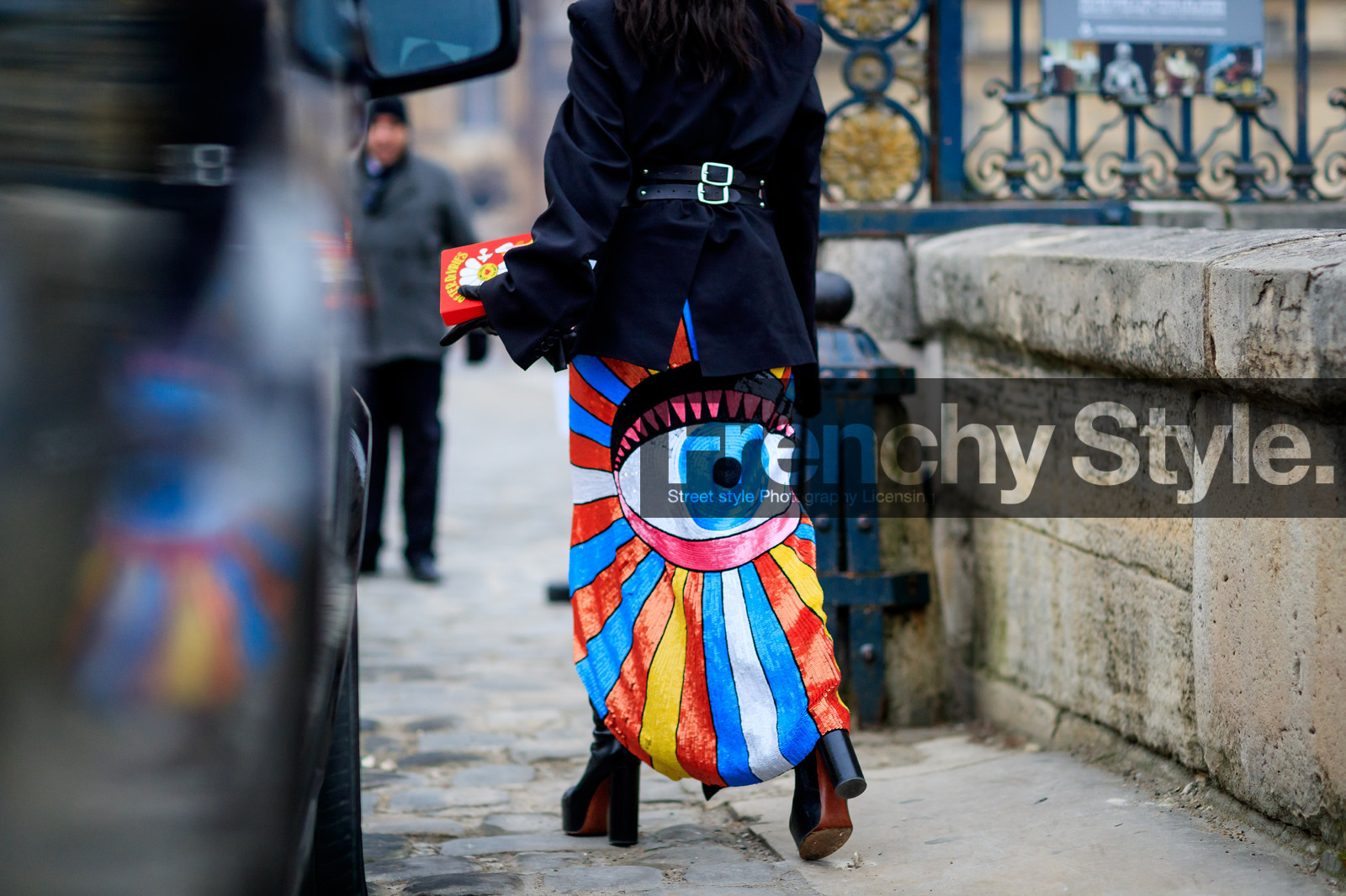 balenciaga, black belt, black boots, black jacket, black shoes, blazer, graphic skirt, high heels, leather bag, leather belt, leather shoes, multicolor bag, multicolor skirt, olympia le tan, printed clutch, printed skirt, sequined skirt, shiny skirt, zana bayne, fashion week, frenchystyle, FW, jonathan paciullo, street style, PFW, PARIS, SPRING SUMMER 2017, SS 17, HAUTE COUTURE, atmosphere details, detail, horizontal, tina leung