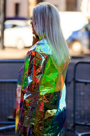 glitter, metallic jacket, shiny coat, fashion week, frenchystyle, FW, jonathan paciullo, street style, LFW, LONDON, AUTUMN WINTER 2019-2020, AW 19-20, FW 19-20, FALL WINTER 2019-2020, vertical, atmosphere details, detail
