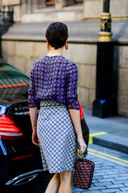 bordeaux, burgundy, chanel, checked, christian dior, earrings, graphic bag, graphic skirt, graphic top, grey skirt, gucci, leather bag, monogram, plaid, printed bag, printed skirt, printed top, purple top, red bag, fashion week, frenchystyle, FW, jonathan paciullo, street style, LFW, LONDON, SPRING SUMMER 2019, SS 19, vertical, detail, atmosphere details