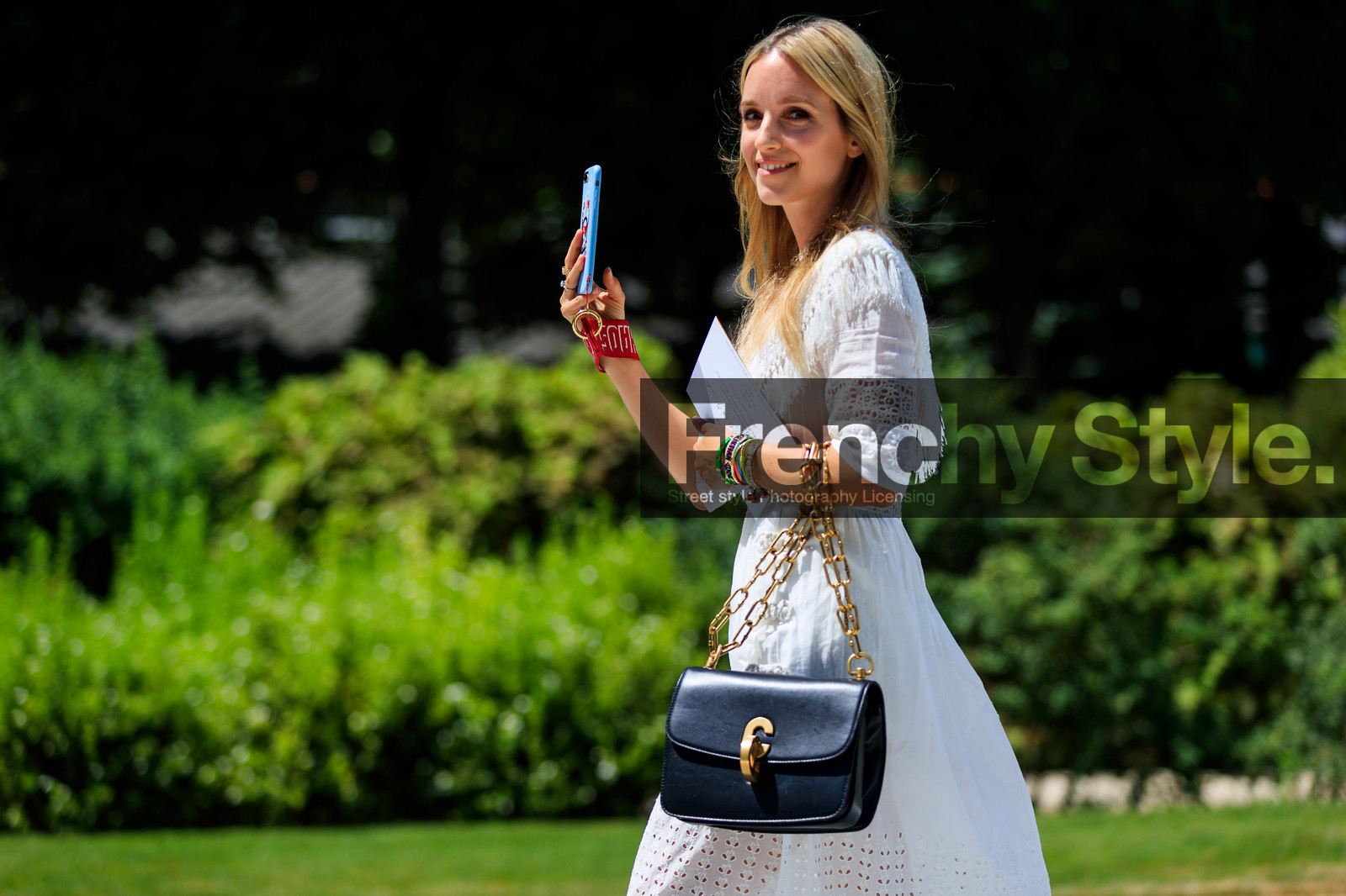 black bag, christian dior, lace dress, leather bag, white dress, fashion week, frenchystyle, FW, jonathan paciullo, street style, PFW, PARIS, horizontal, atmosphere details, detail, AUTUMN WINTER 2018-2019, FALL WINTER 2018-2019, FW 18-19, Charlotte Groeneveld
