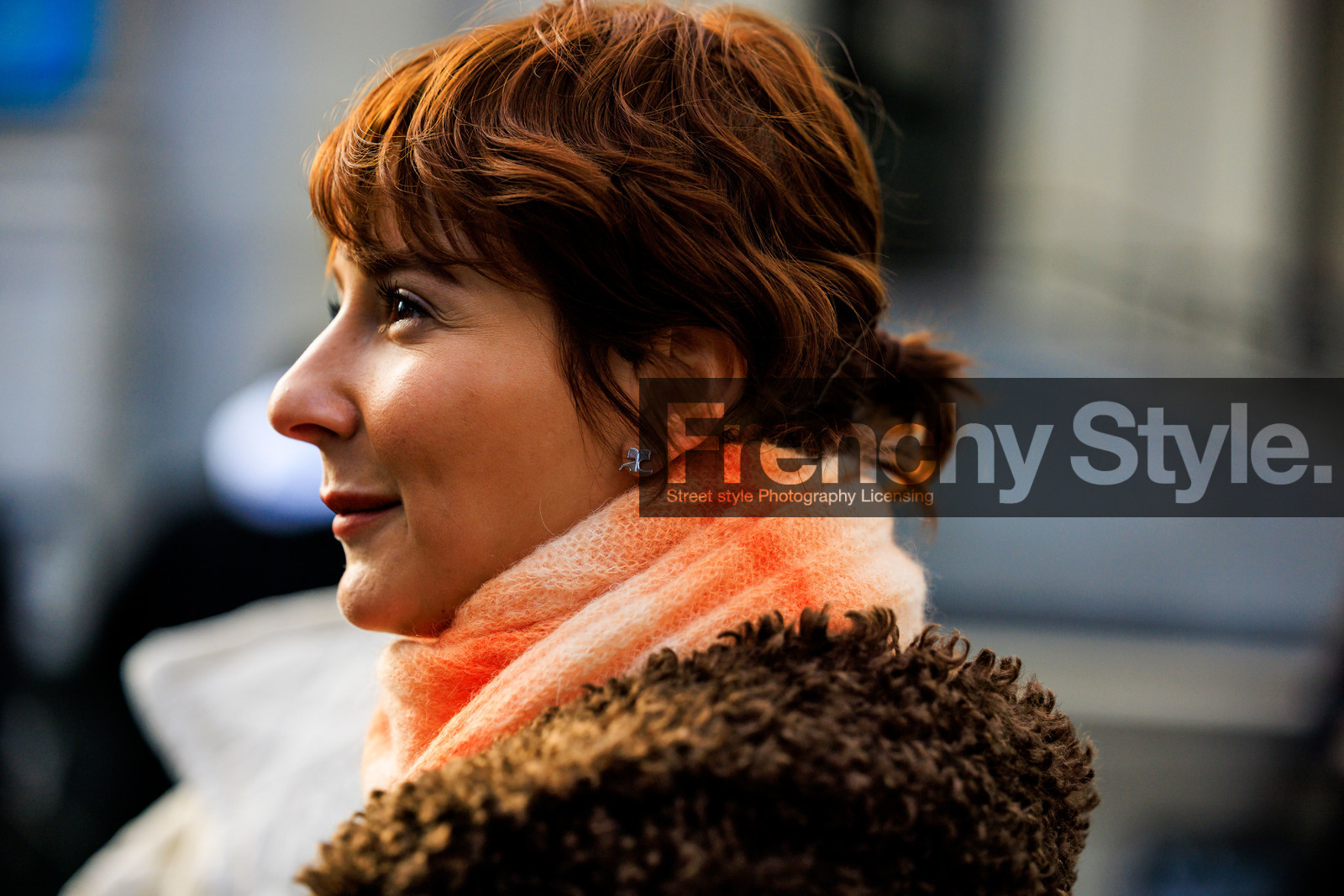details, ginger hair, courreges earrings, orange scarf, alyssa coscarelli, fashion week, frenchystyle, FW, jonathan paciullo, street style, NYFW, NEW YORK, AUTUMN WINTER 2022-2023, FALL WINTER 2022_2023, FW 22-23, atmosphere details, horizontal