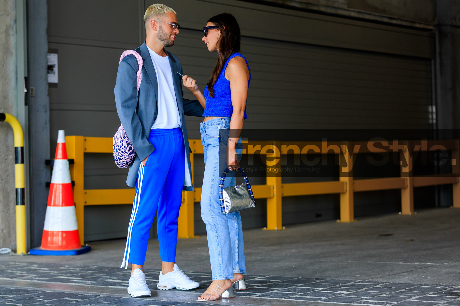 alice & j.s, atmosphere details, blue scarf, fashion week, frenchystyle, full length, FW, horizontal, jonathan paciullo, leather shoes, MENSWEAR, orange sandals, orange skirt, PARIS, PFW, SPRING SUMMER 2018, SS 18, straw bag, street style, white shirt
