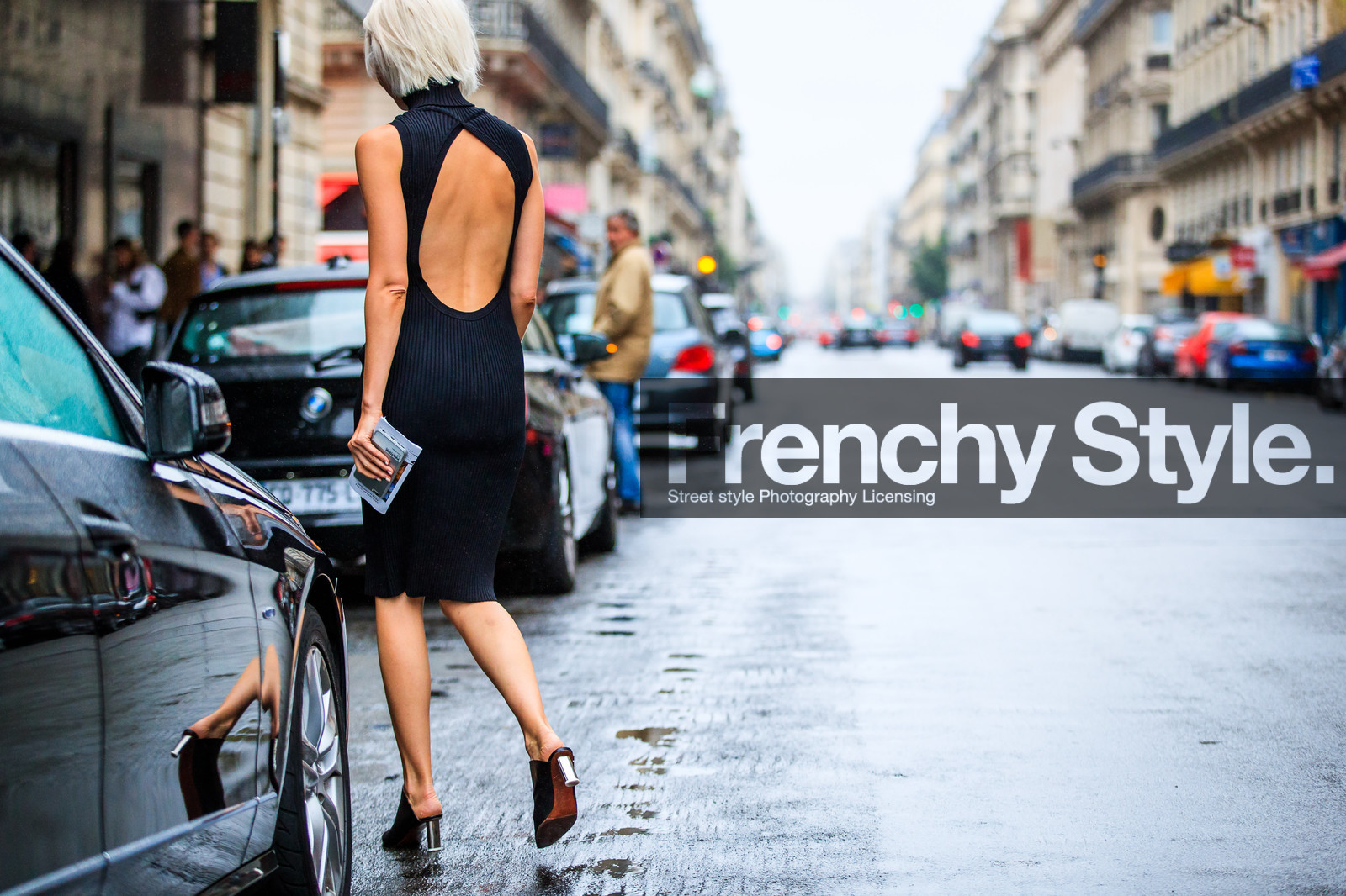 atmosphere details, AUTUMN WINTER 2016-2017, AW 16-17, back detail, black dress, black mules, black shoes, detail, FALL WINTER 2016-2017, fashion week, frenchystyle, FW, FW 16-17, HAUTE COUTURE, high heels, horizontal, jonathan paciullo, knit dress, leather shoes, MENSWEAR, olga karput, open back, open work, PARIS, PFW, street style