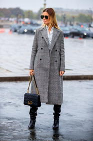 dior bag, checked coat, long coat, black leather bag, black leather boots, plaid coat, aviator sunglasses, metalic frame sunglasses, golden chain strap bag, quilted bag, high boots, grey coat, fashion week, frenchystyle, FW, jonathan paciullo, street style, PFW, PARIS, SPRING SUMMER 2021, SS 21, vertical, full length