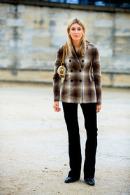 camille charriere, checked jacket, brown jacket, camel jacket, camel bag, camel suede bag, fur bag, velvet pants, flare pants, black pants, dior bag, dior saddle bag, dior jacket, hand bag, fashion week, frenchystyle, FW, jonathan paciullo, street style, PFW, PARIS, SPRING SUMMER 2021, SS 21, vertical, full length