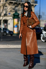 brown bag, brown boots, brown coat, céline, high boots, high heels, leather bag, leather coat, leather shoes, sunglasses, PARIS, PFW, street style, jonathan paciullo, FW, frenchystyle, fashion week, AUTUMN WINTER 2019-2020, AW 19-20, FALL WINTER 2019-2020, FW 19-20, vertical, full length