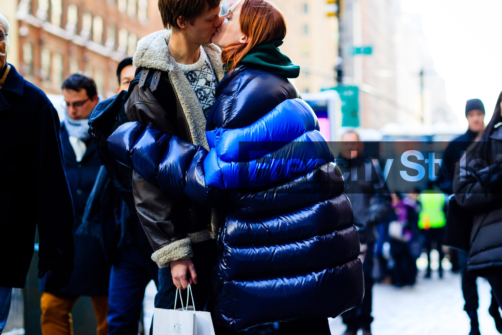 atmosphere details, AUTUMN WINTER 2017-2018, AW 17-18, black jacket, blue jacket, brown jacket, detail, down jacket, FALL WINTER 2017-2018, fashion week, frenchystyle, FW, FW 17-18, horizontal, jonathan paciullo, model, NEW YORK, NYFW, shearling, street style